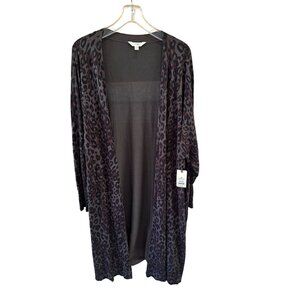 Terra & Sky Black Leopard Print Cardigan